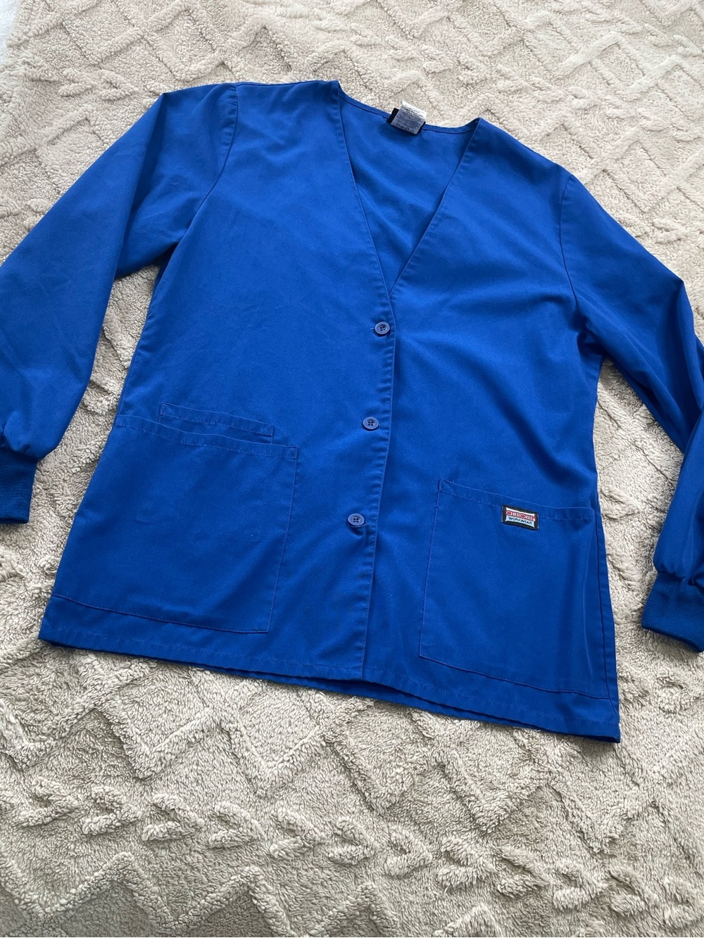 Cherokee Royal Blue V-Neck Button Scrub Jacket Size XS Medical Staff